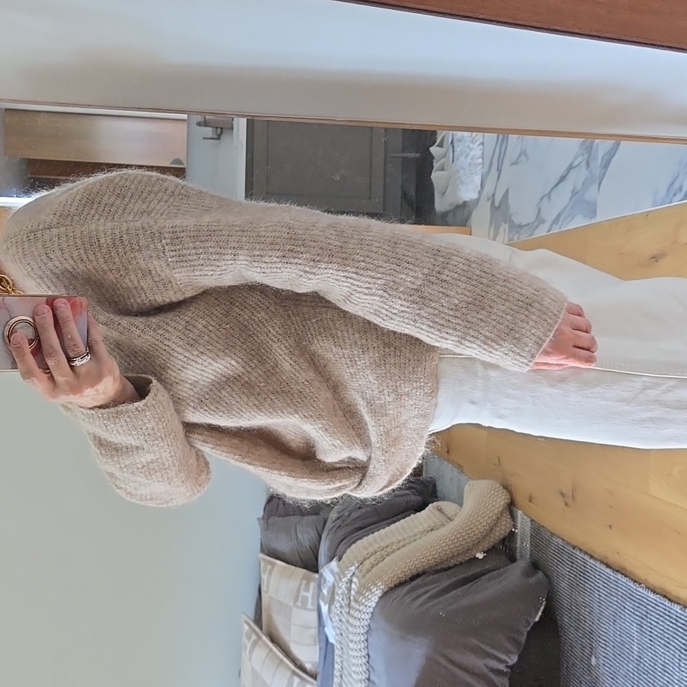 Sezane Zebulon Neutral Kid Mohair Blend Sweater, French Chic, Size Small - Picture 12 of 12
